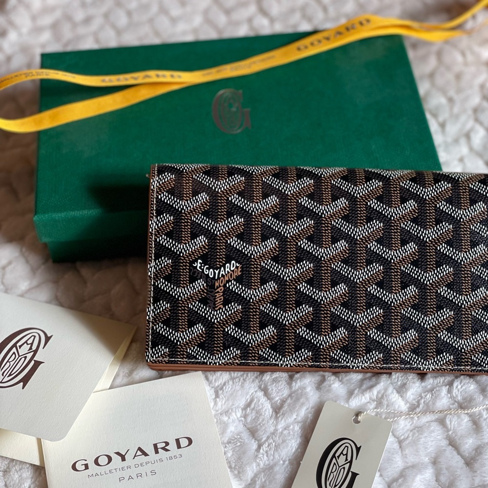 GOYARD Black & Brown Large Wallet Clutch